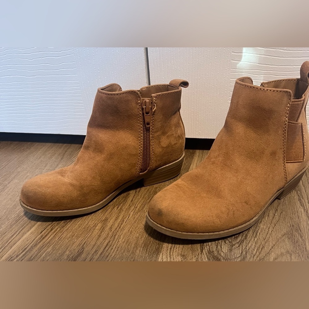 Girls Wonder Nation Brown Side Zip Ankle Boots